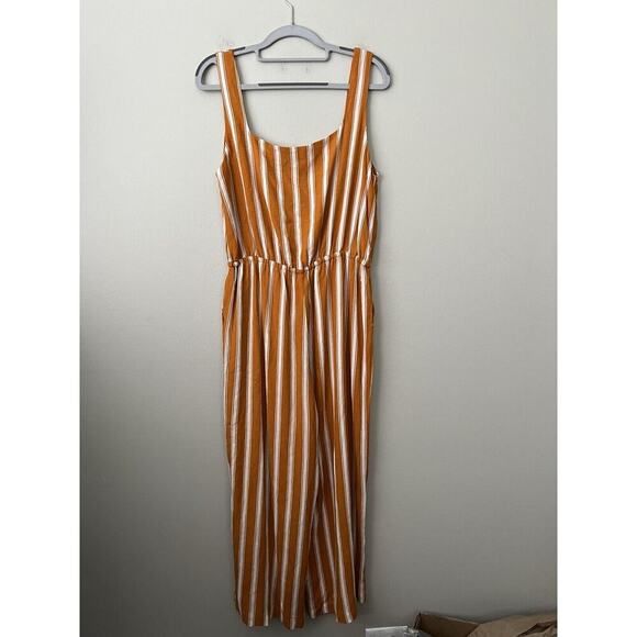Lulus Jumpsuits Womens Medium In The Sunshine Striped Culotte Lined Rust White - Picture 7 of 10